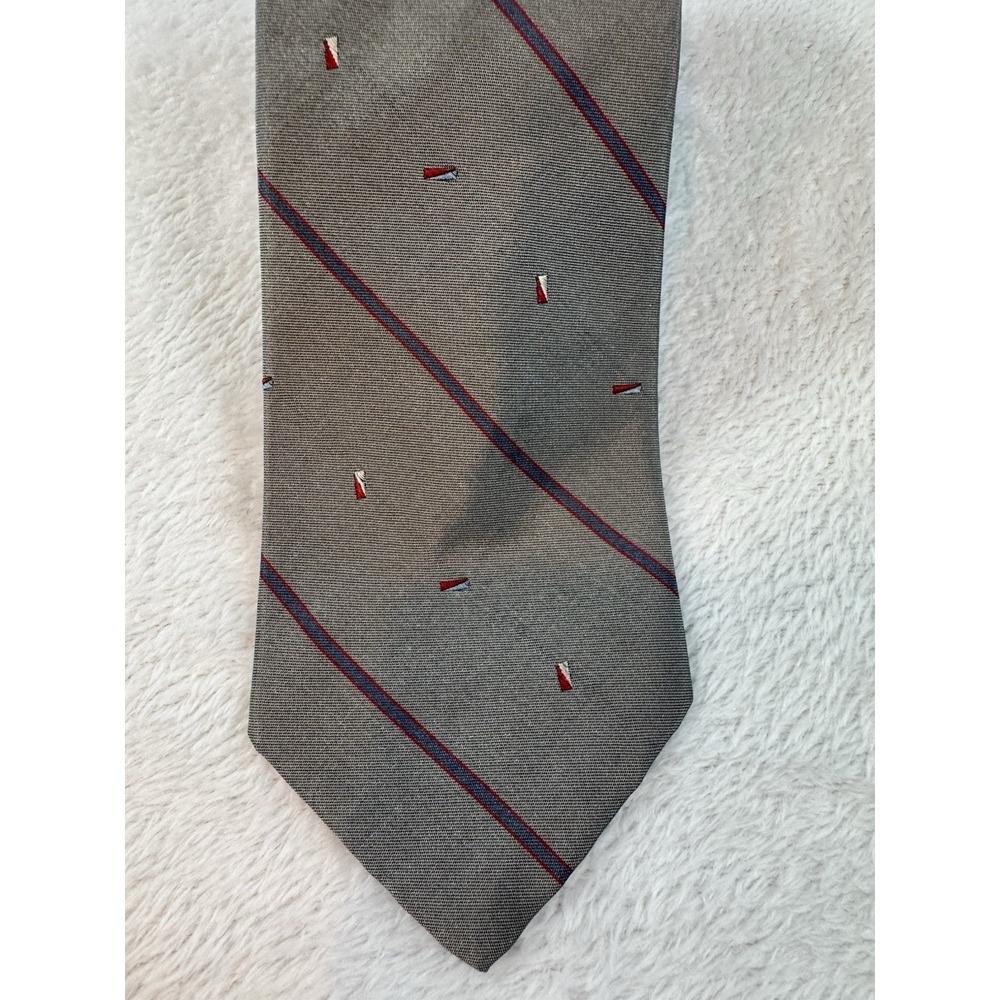 CHRISTIAN DIOR Men's Necktie Gray w/ white red accents 55"x 3"